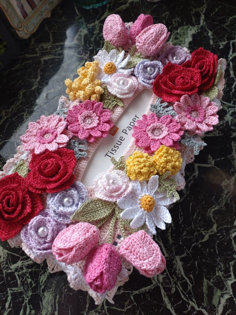 ティッシュボックスカバーかぎ編みインテリア生活道具レース編みドイリー