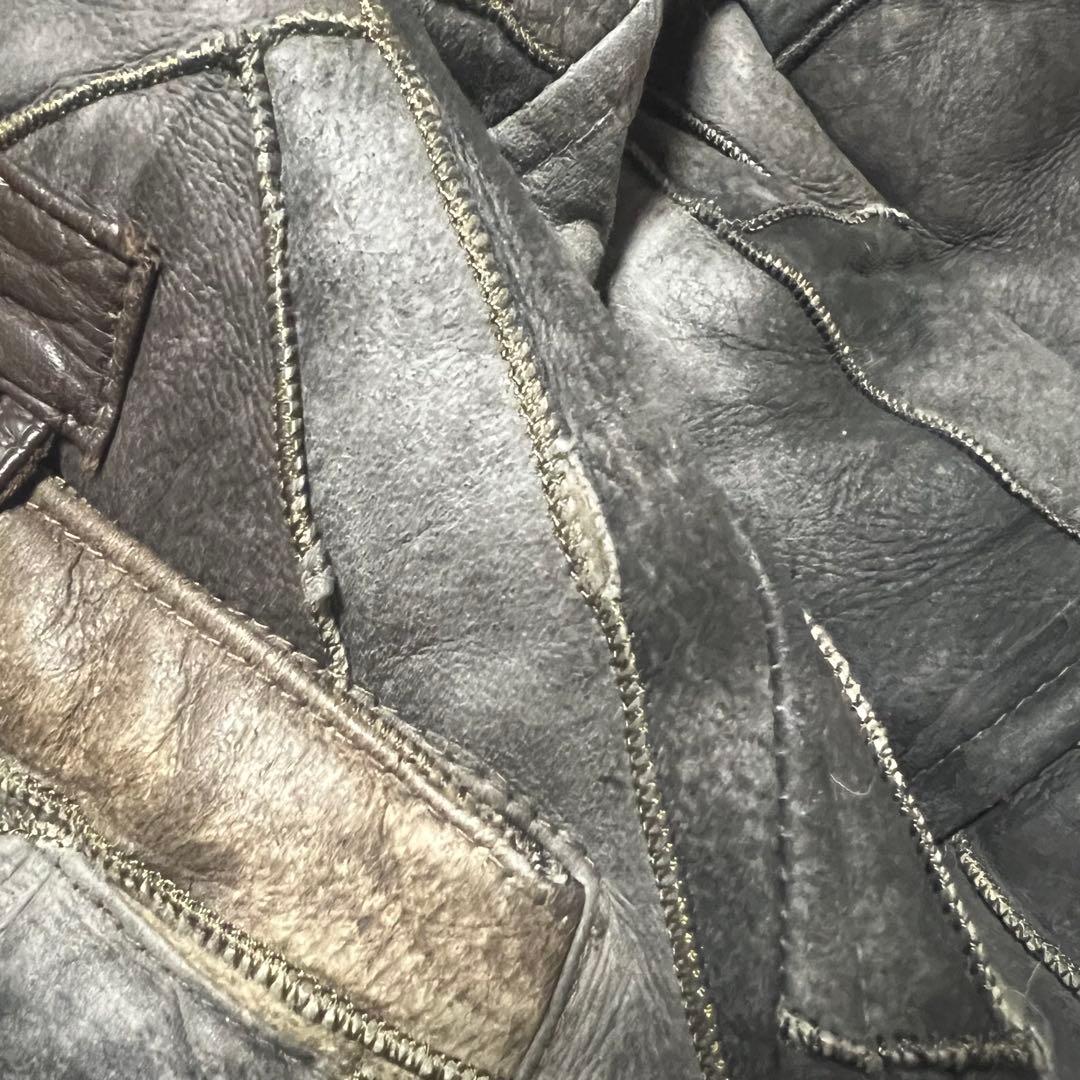 【希少】ヴィンテージ　リアルムートンジャケットコート　パッチワーク　羊革　メンズ