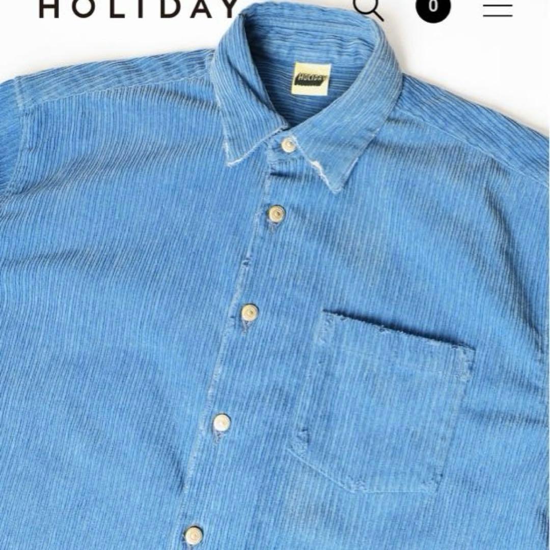 HOLIDAY ブルー　ダメージ　コーディロイ　シャツジャケット
