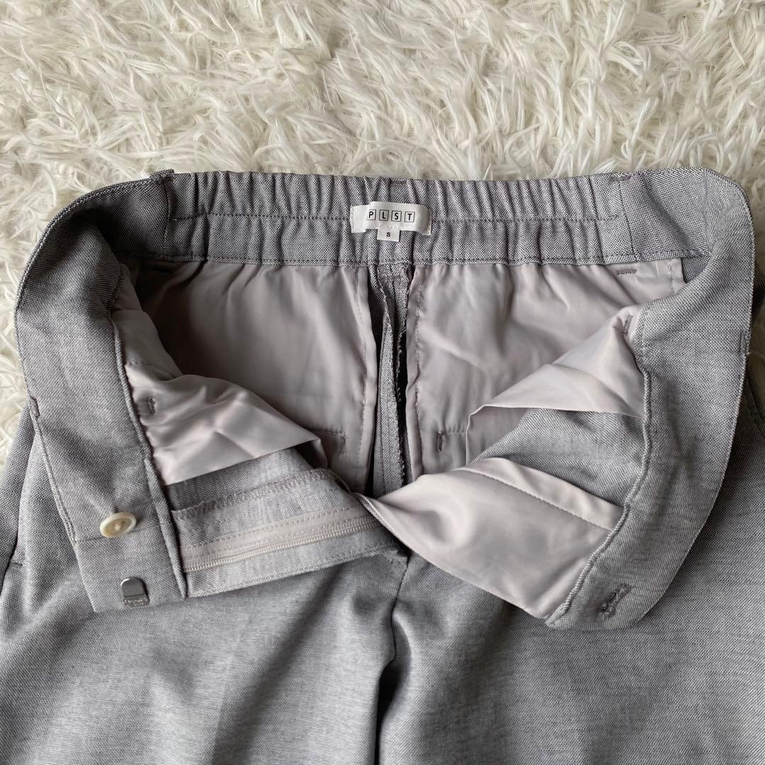 PLST リネン混 ノーカラーパンツスーツ ジャケット スラックス セット S