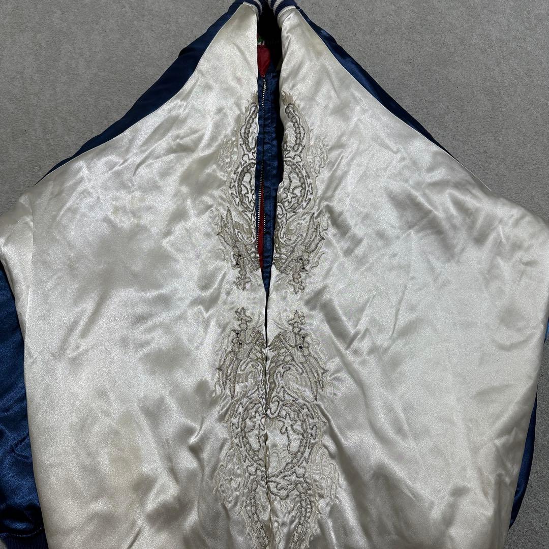 ち*け様 4L 大きいサイズ‼️星姫　スカジャン　龍刺繍　ドラゴン　ブルー　裏地