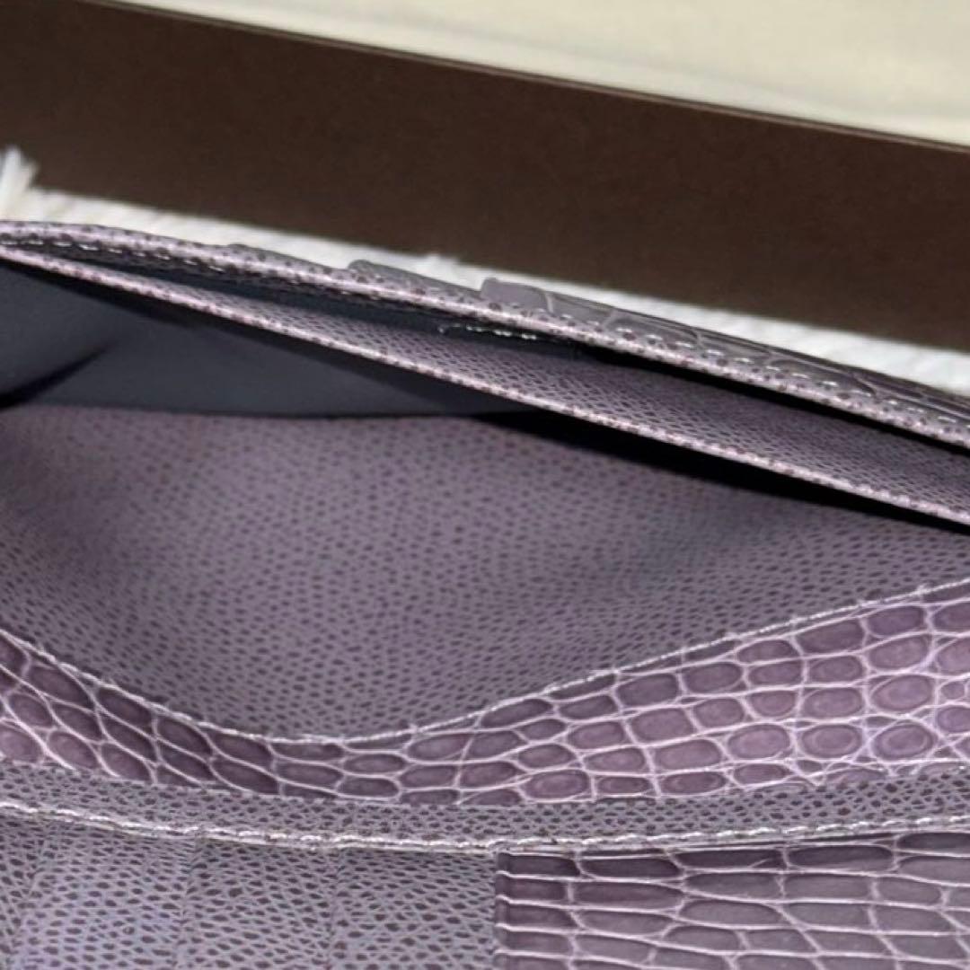 ⭐️新品未使用⭐️ カミーユフォルネ　アリゲーター　長財布　二つ折り　パープル色