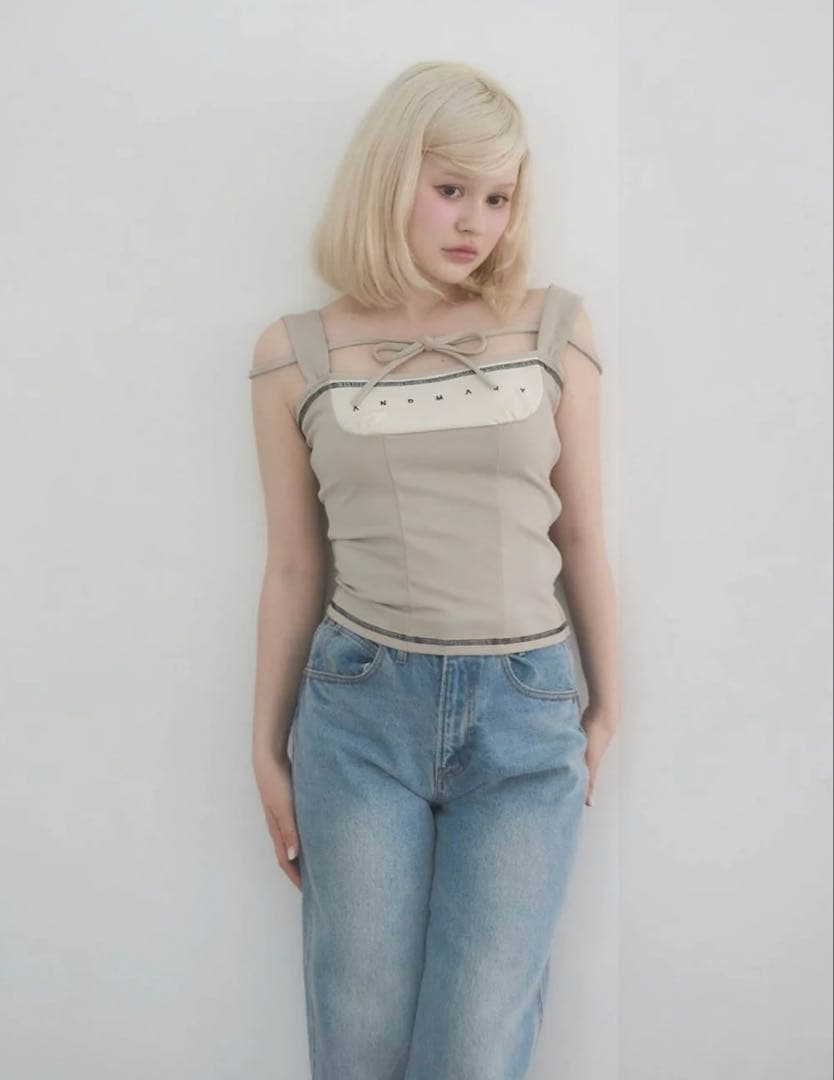 【当日発送】andmary Luca stitch tops beige