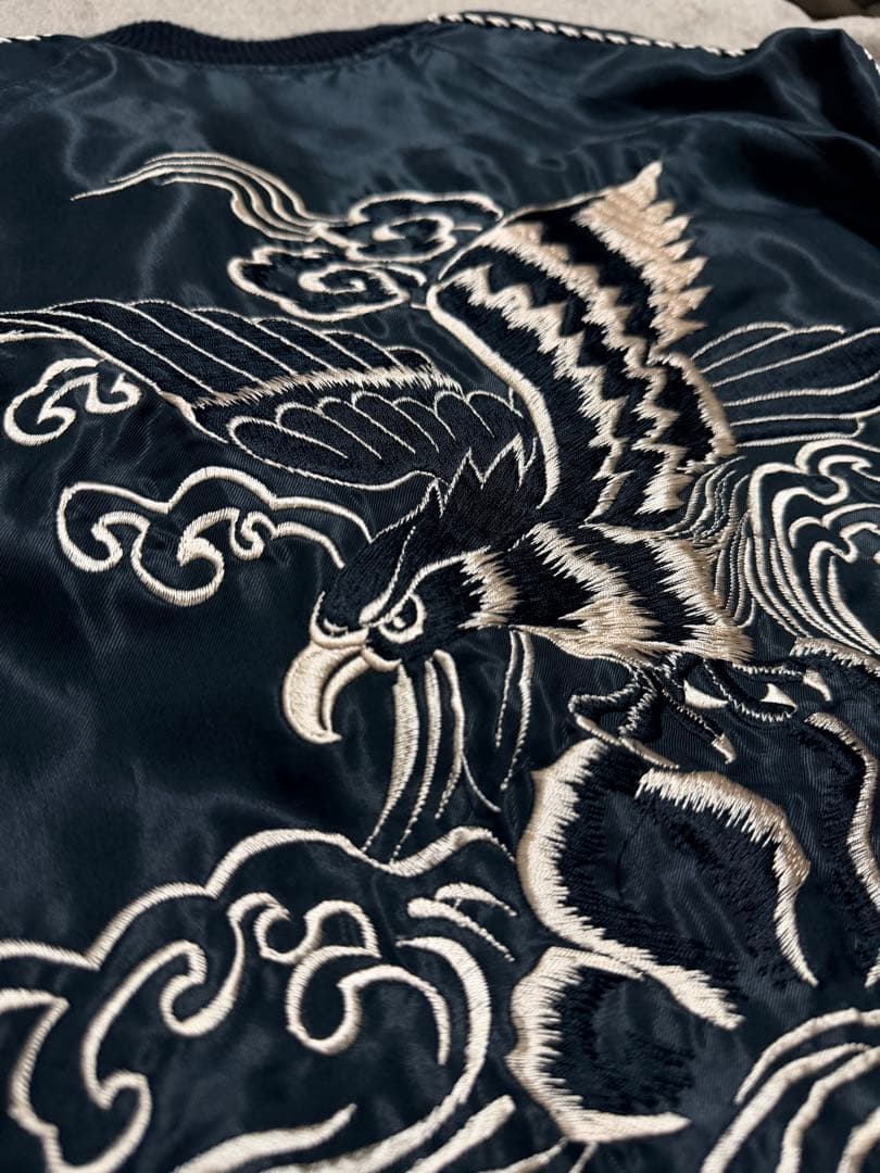 未使用近 ２面用 テーラー東洋 鷲 地図 日本限定 スカジャン レーヨン 美品