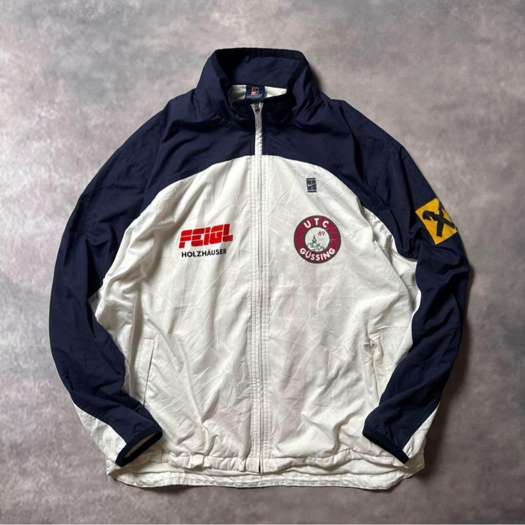 NIKE古着00s欧州支給ナイロンジャケットY2KフロッキープリントO51