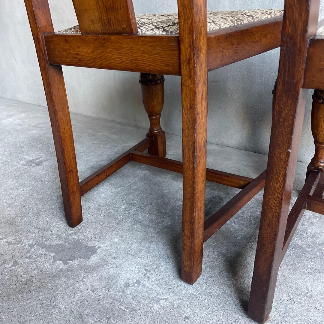 英国製 ダイニングチェア オールド アンティーク　オーク材　2脚セット