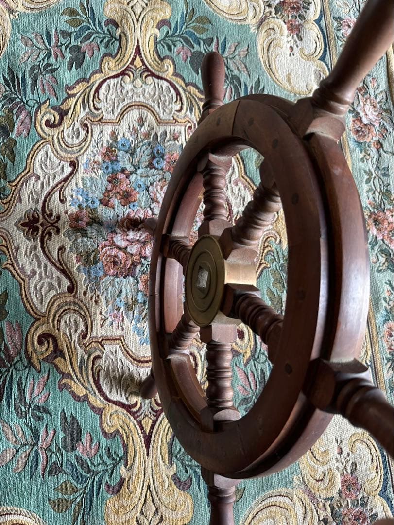 ヴィンテージ木製舵輪（日本郵船）実物使用品.