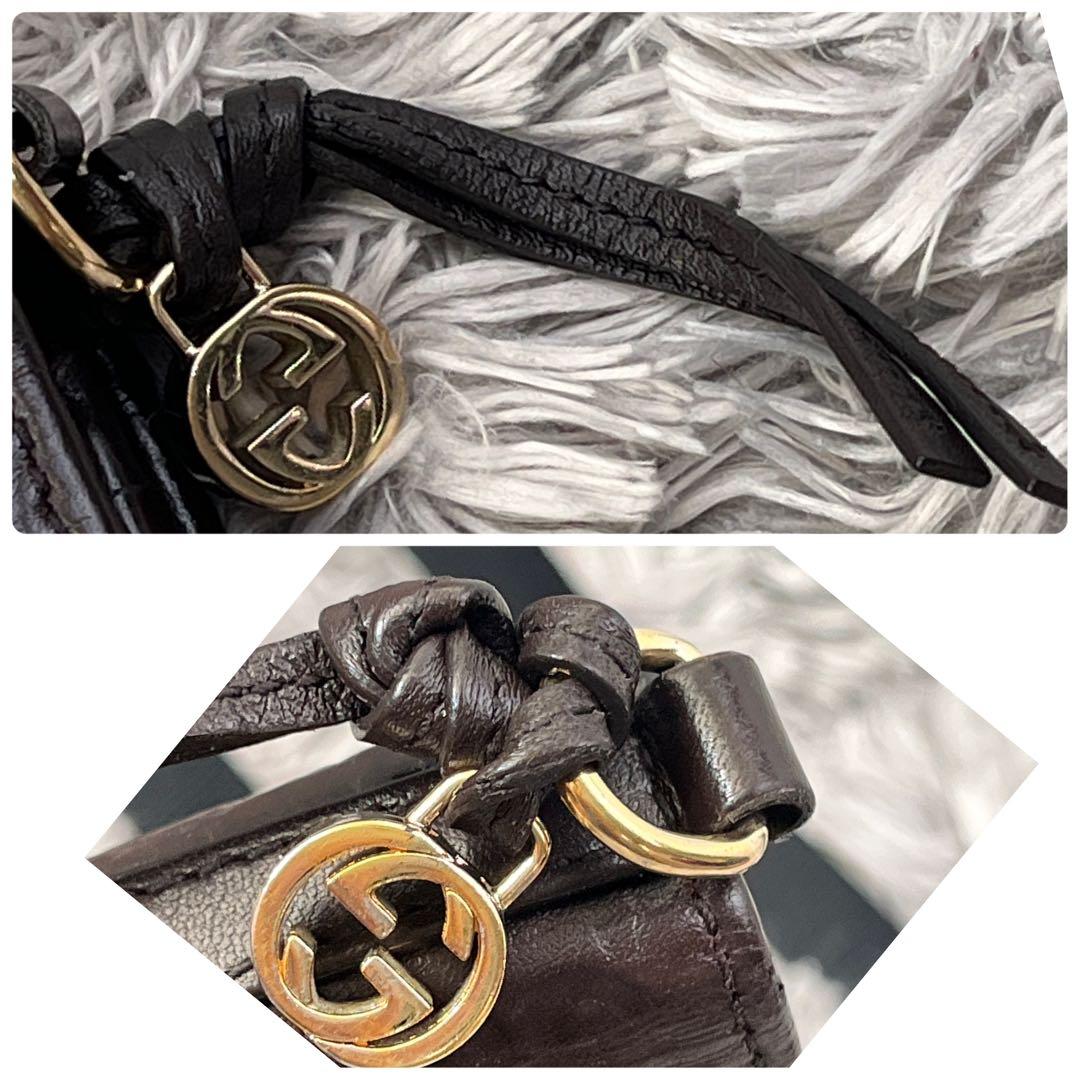 良品✨GUCCI シマ　インターロッキング　ダークブラウン　長財布　メンズ