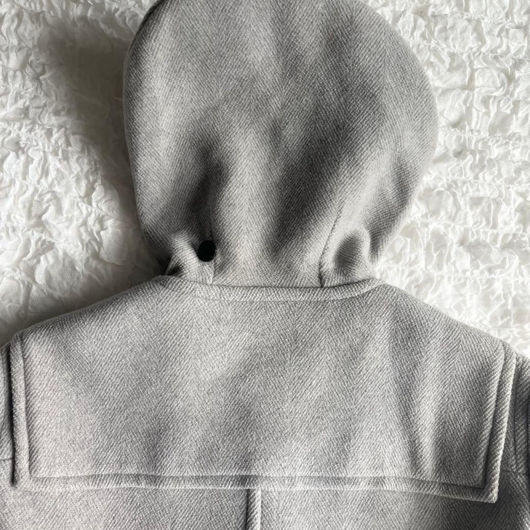 バーバリーロンドン ダッフルコート ヘリンボーン ノバチェック 牛革 グレー L