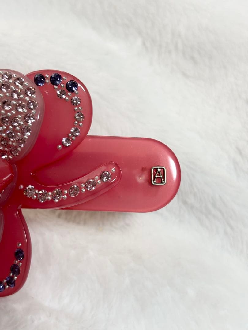 ALEXANDRE DE PARIS ピンクの花デザイン ヘアクリップ