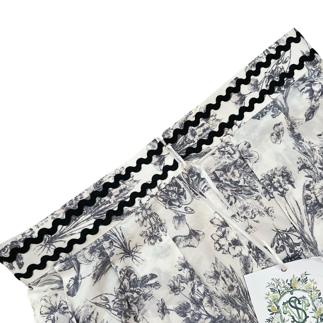 【新品】SEVEN TEN　トワルドジュイプリントスカート　ブラック　M