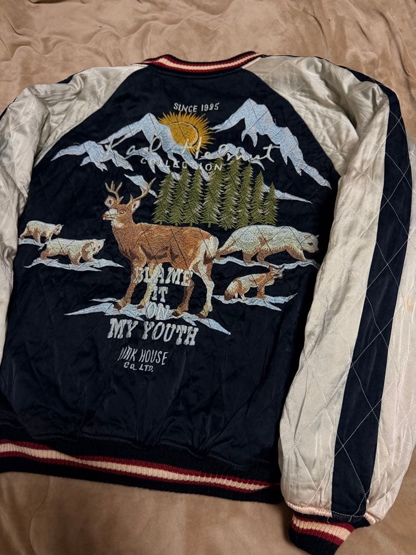 ２面用 Karl Helmut 別珍 鹿 スカジャン サテン vintage