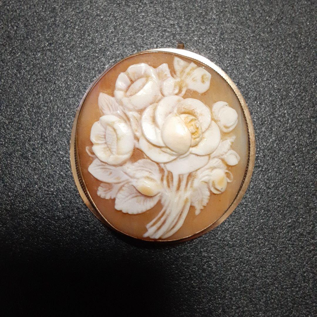 カメオ　14金　フラワーモチーフ