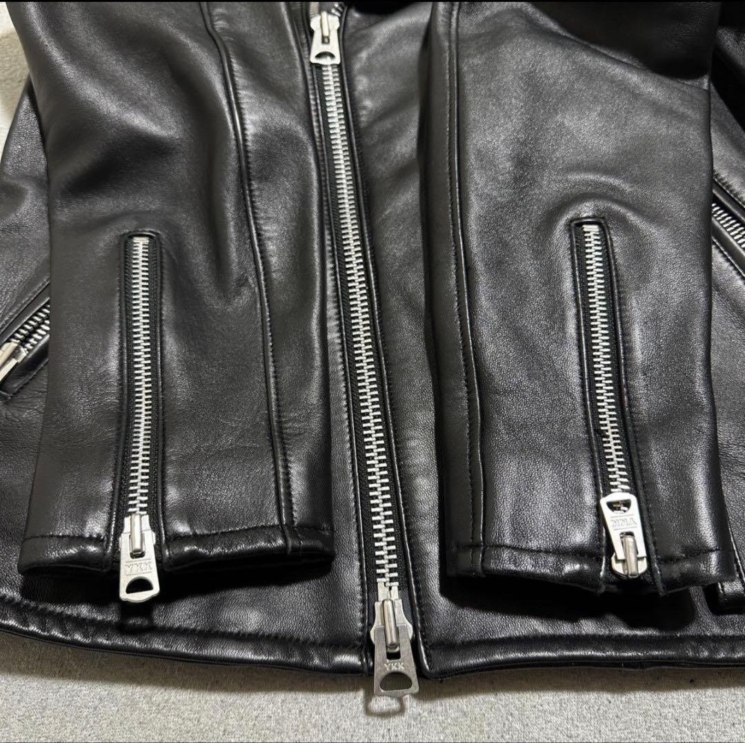 【美品】4(L) ジャックローズ　ダブルライダースジャケット　ラムレザー