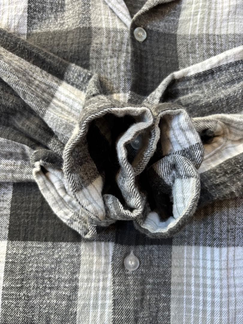 50s 60s オンブレ ブロックチェック フランネルシャツ XL