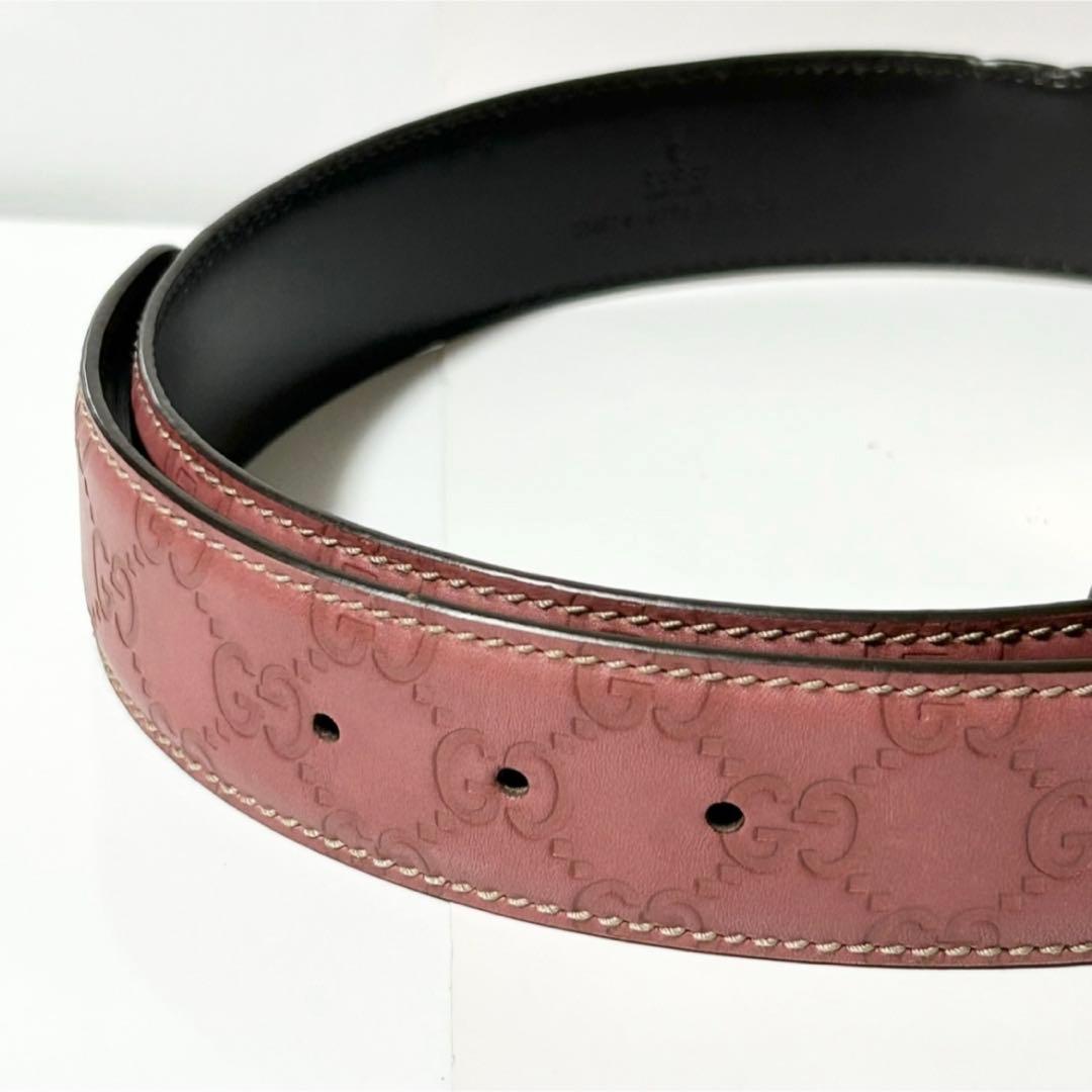 GUCCI グッチ ベルト 114876 インターロッキングG シマ ピンク