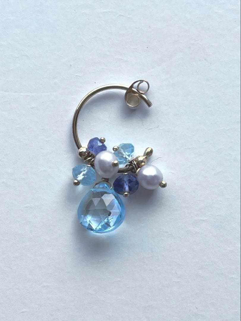 Sweet Pea 片耳用ピアス　アクアマリン