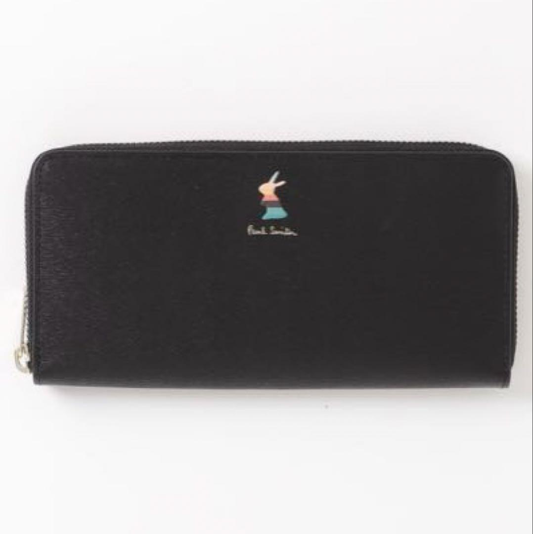 【美品】Paul Smith マーケトリーバニー 長財布 ラウンドファスナー　黒