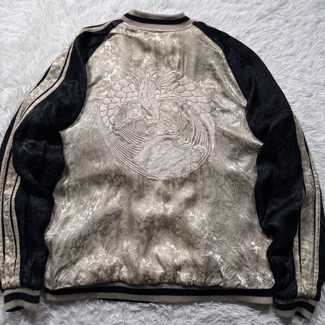 希少✨花旅楽団　スカジャン　リバーシブル　豪華刺繍　ブラック×ゴールド　XL