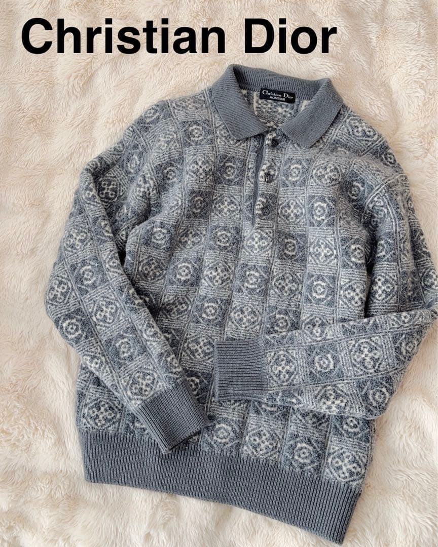 Christian Dior ディオール ラガーニット ポロ グレー Lサイズ