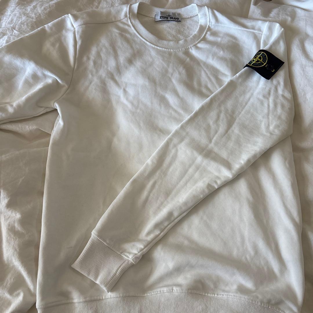 ストーンアイランド ホワイト クルーネック スウェット トレーナー