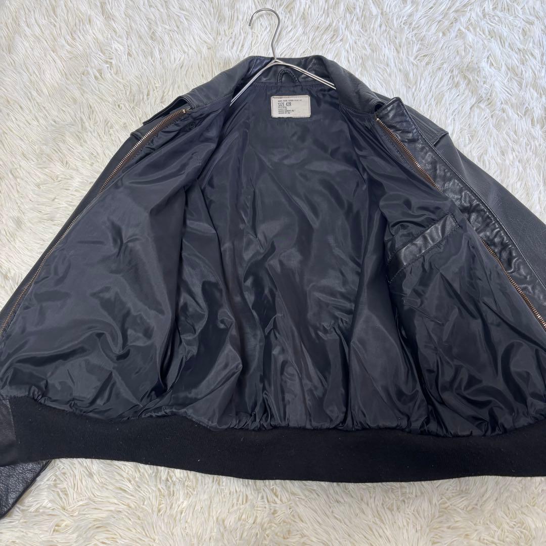 希少✨90's レザージャケット A-2 フライト　米軍官給品　42 本革　黒