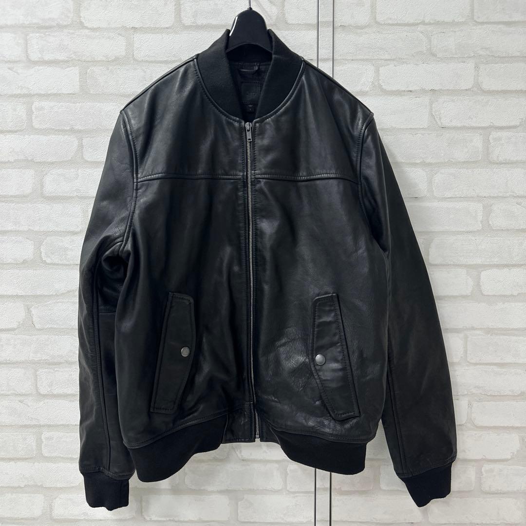 ギャップ OLD Gap 牛革 レザー ボンバー ジャケット L ブラック