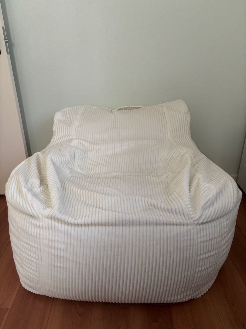 ぽよこLOOSYHUGME 1人掛けビーズソファIVORY +未使用カバー