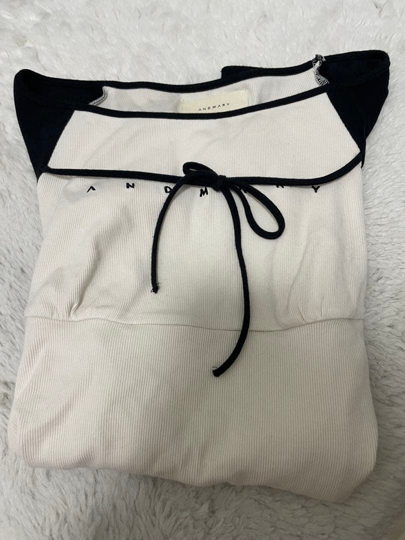 トップス andmary Alma ribbon tops black