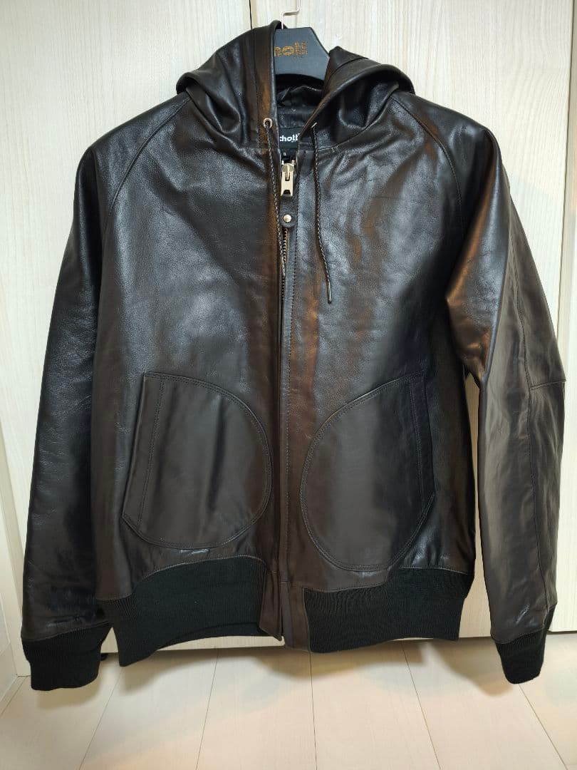 ジャケット・アウター Schott Leather Hooed Jacket \"Black\"