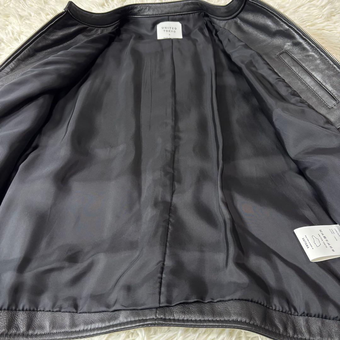 UNITED TOKYO ラムレザー シングル ライダースジャケット 黒 3