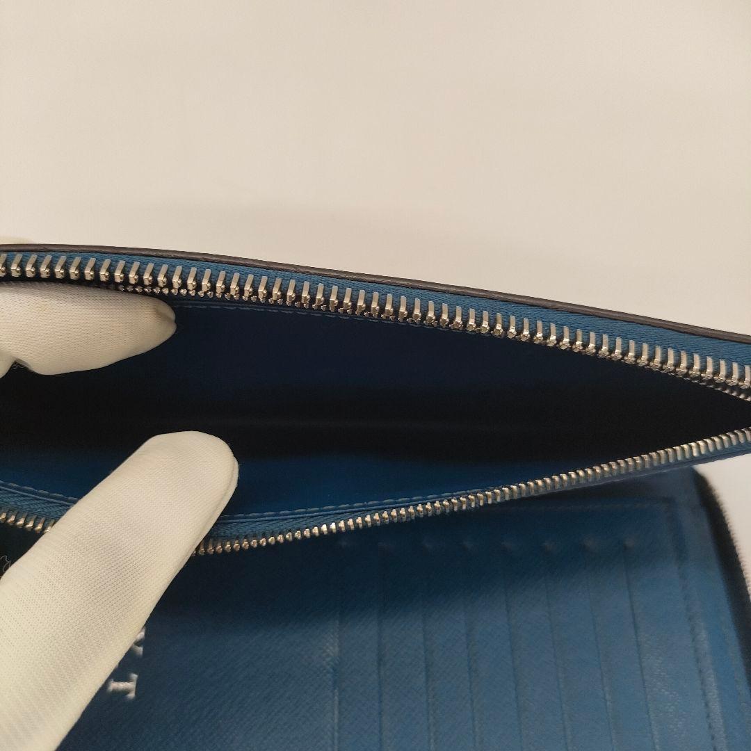 【現行品】ルイヴィトン エピレザー ジッピーウォレット ヴェルティカル ブルー