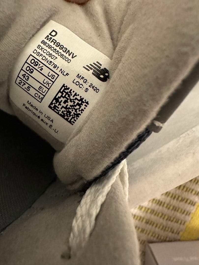 ニューバランス　MR993NV 27.5㎝ Dワイズ　ネイビー