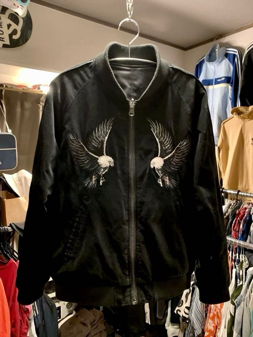 【希少美品】JACK ROSE スカジャン リバーシブルMA-1ベロア 刺繍 鷹