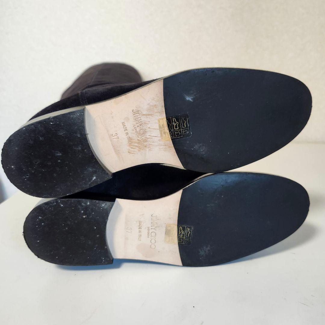美品 ジミーチュウ BREE FLAT 37 ブラック スエード　ロングブーツ