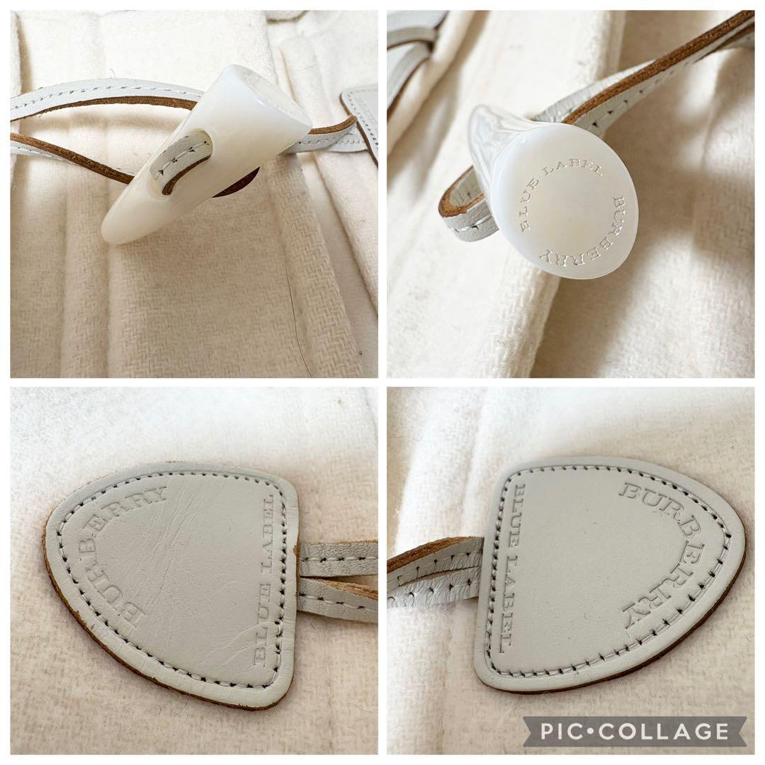 希少 バーバリーブルーレーベル ダッフルコート ノバチェック フード ホワイト