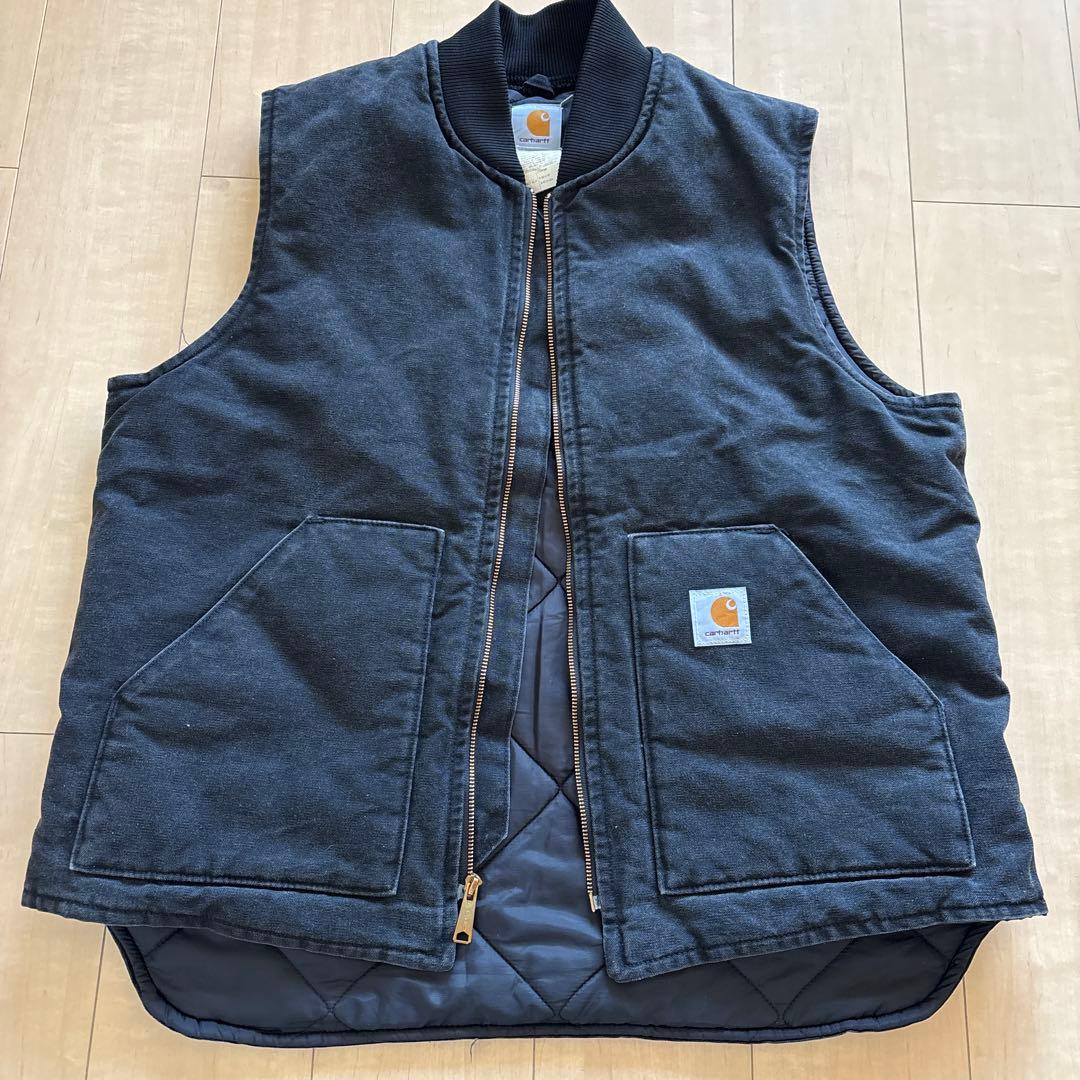 カーハート ダックベスト ブラック X-L tall USA製 01年製 腰ゴム
