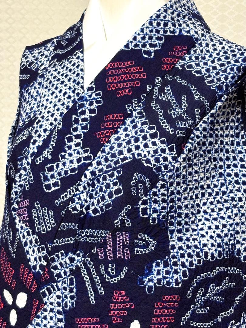 専用　未使用品　和服　綿100% 花模様　有松絞り　浴衣　早い者勝ち