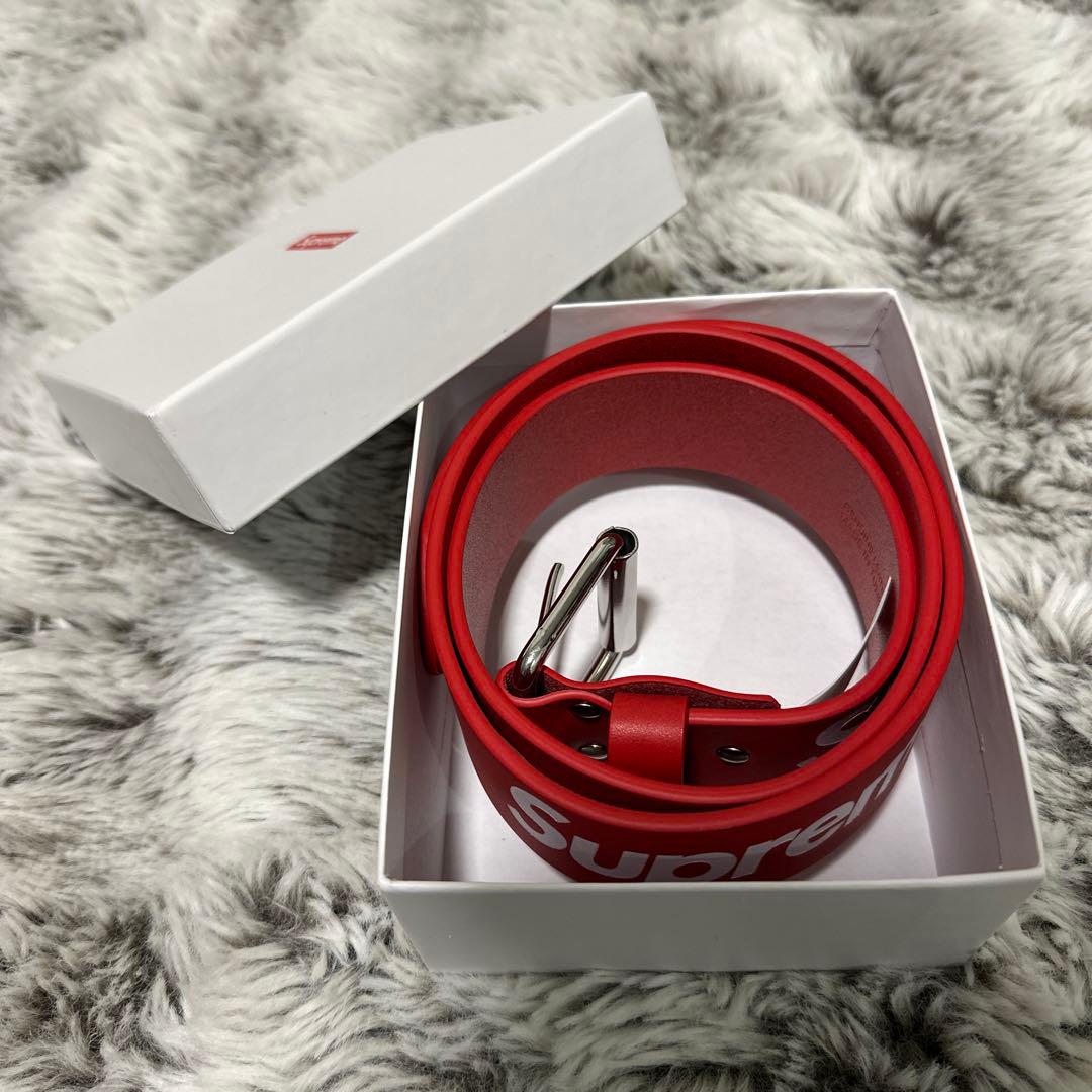 Supreme Repeat Leather ベルト 25FW Red Mサイズ