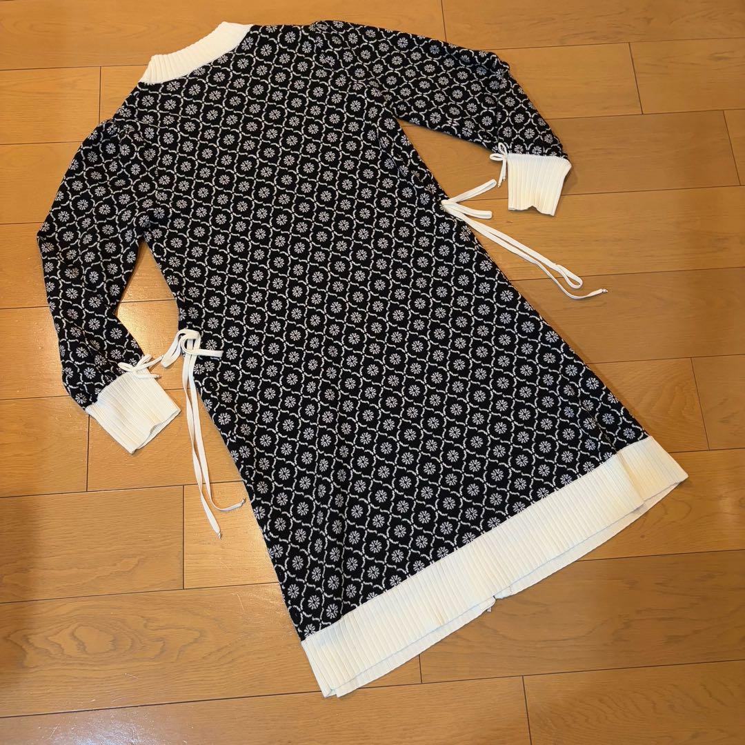 Super Beauty ジップアップニットコート、羽織物　L 11号　黒白