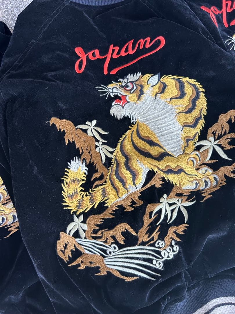 12月19日18時まで！ XLサイズ別珍50'sスカジャン虎鷹両面リバーシブル