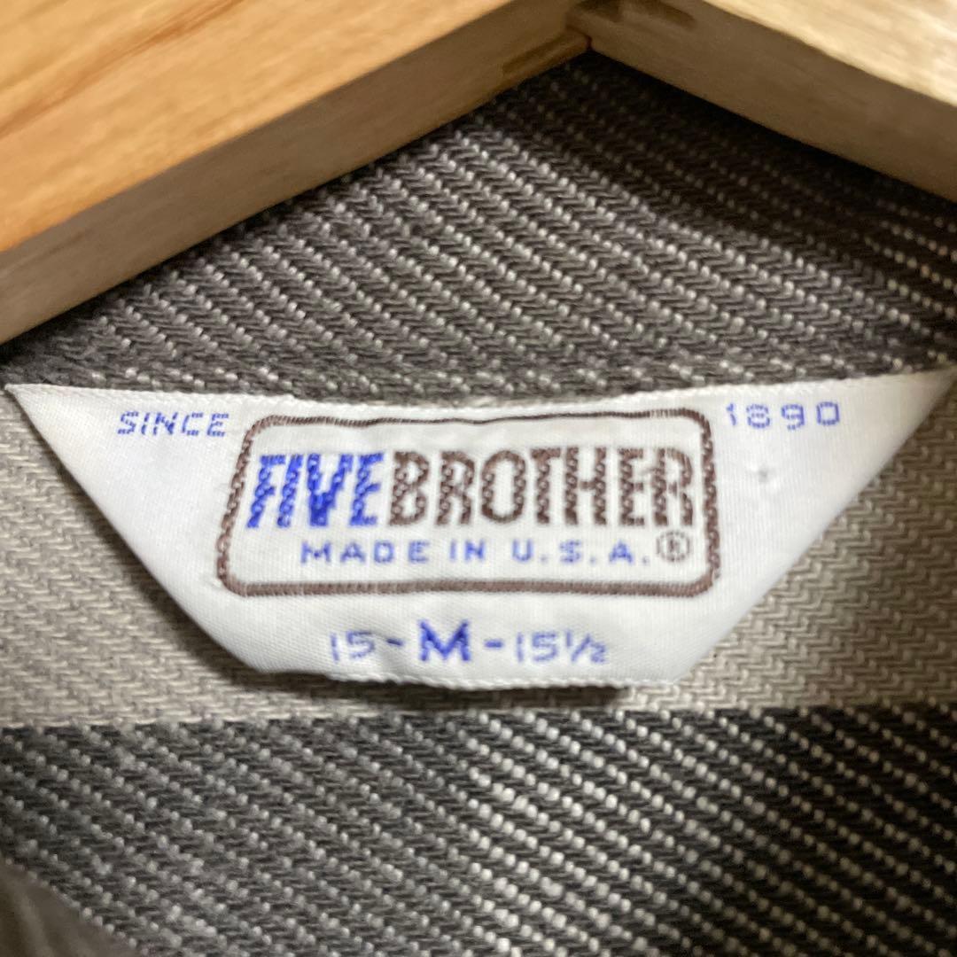 70s-80s five brother 白黒ネルシャツ　usa製