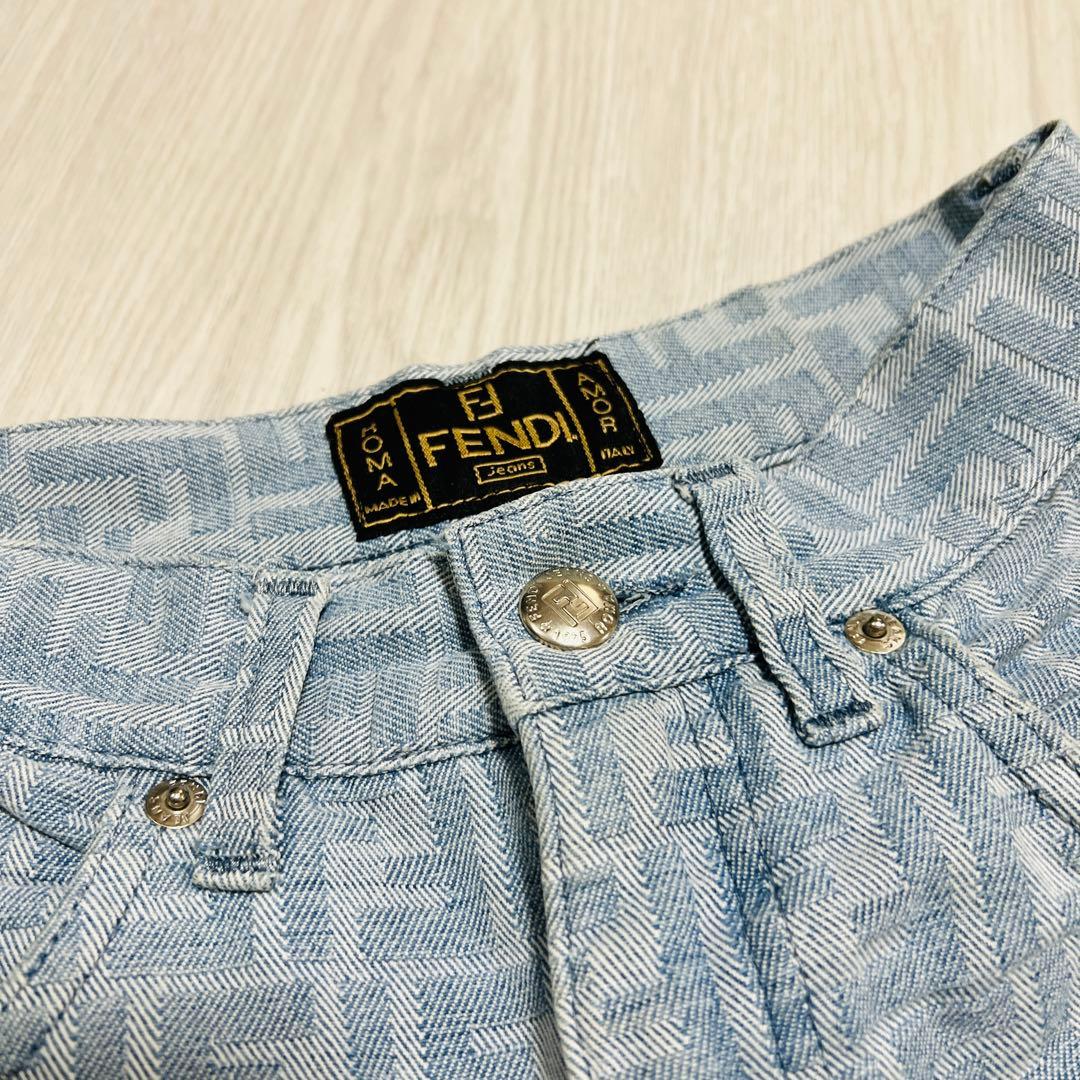 FENDI フェンディ デニム パンツ ズッカ柄　ハイウエスト