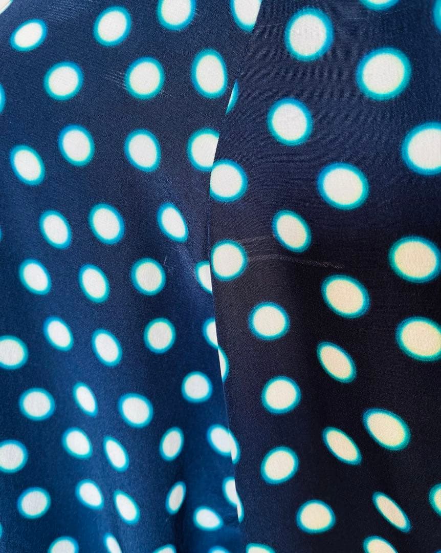 MIU MIU ミュウミュウ 水玉 シルク ブラウス 44 ネイビー