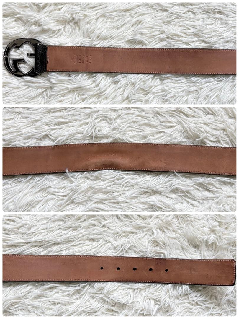 良品　GUCCI　グッチ　インターロッキングベルト　シェリーライン　114984