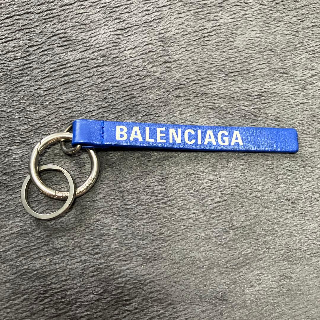 バレンシアガ　ストラップ　キーホルダー　キーリング　青