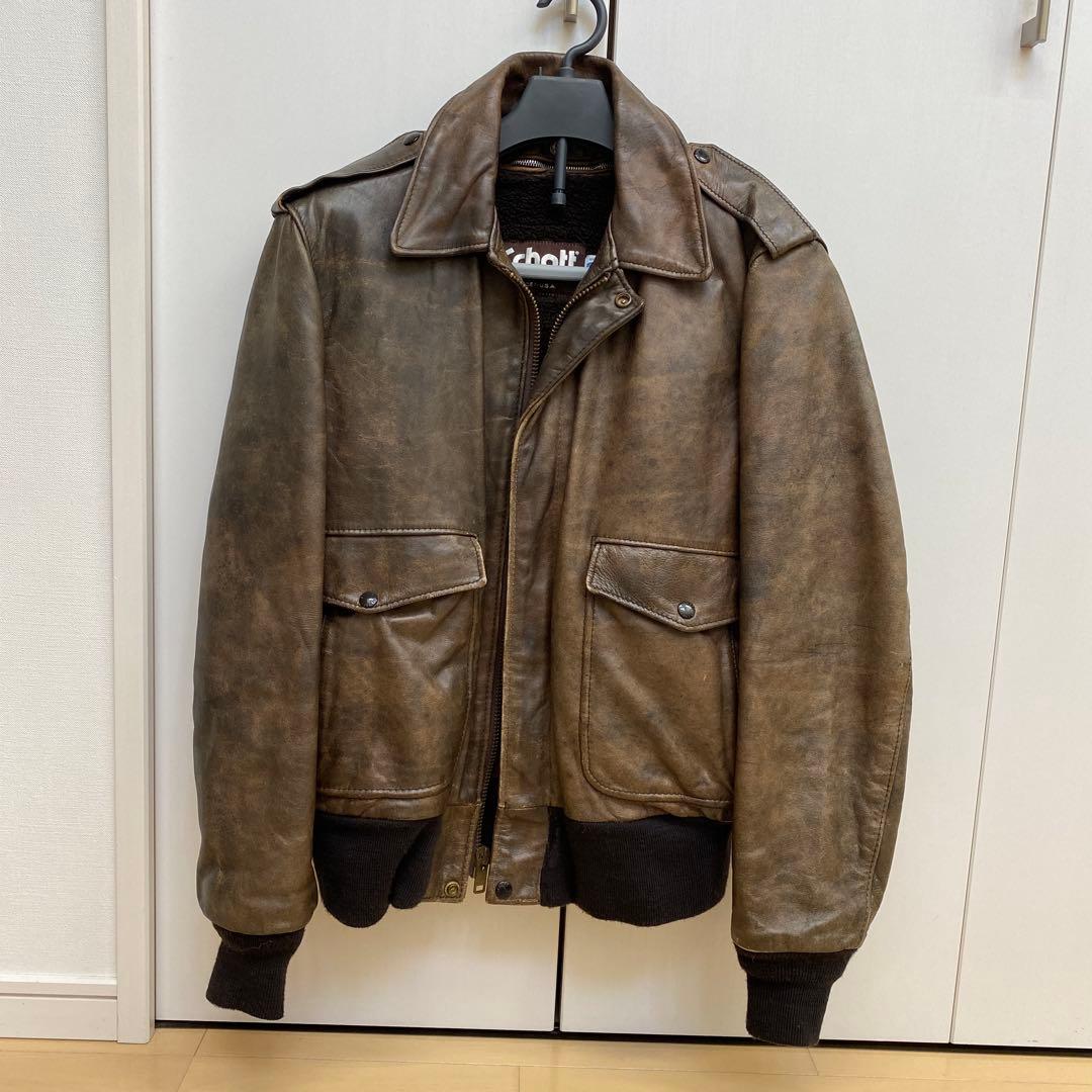 Schott ブラウン レザージャケット　バイクジャケット