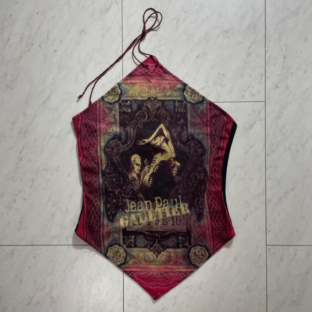 ジャンポールゴルチエ ホルターネックキャミソール タトゥーアーティスト柄