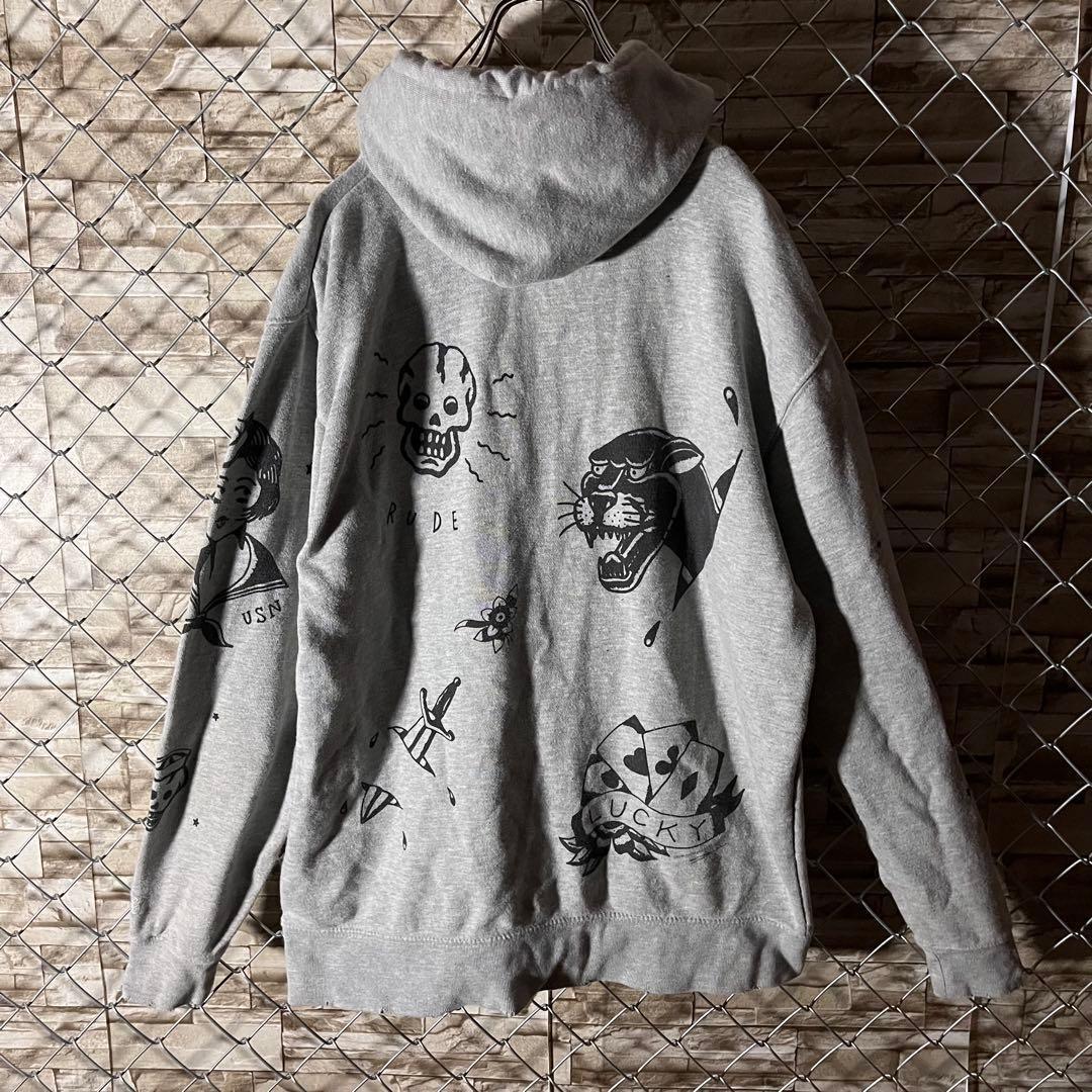 【値下交渉歓迎】クローバル　フラッシュフードパーカー　ダメージ加工　Lサイズ