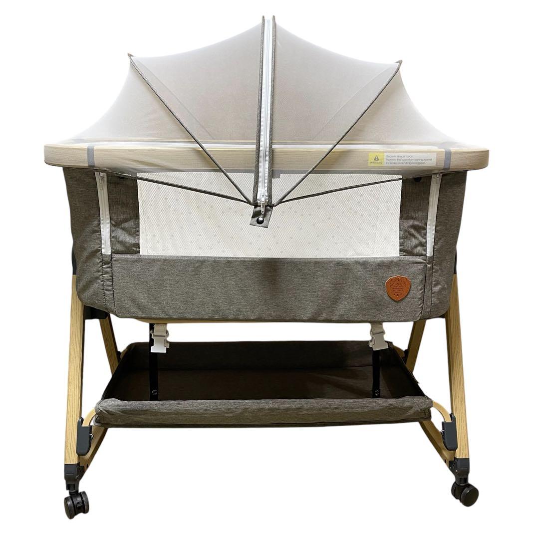 HZDMJ ベビーベット グレー 蚊帳付き 袋付き